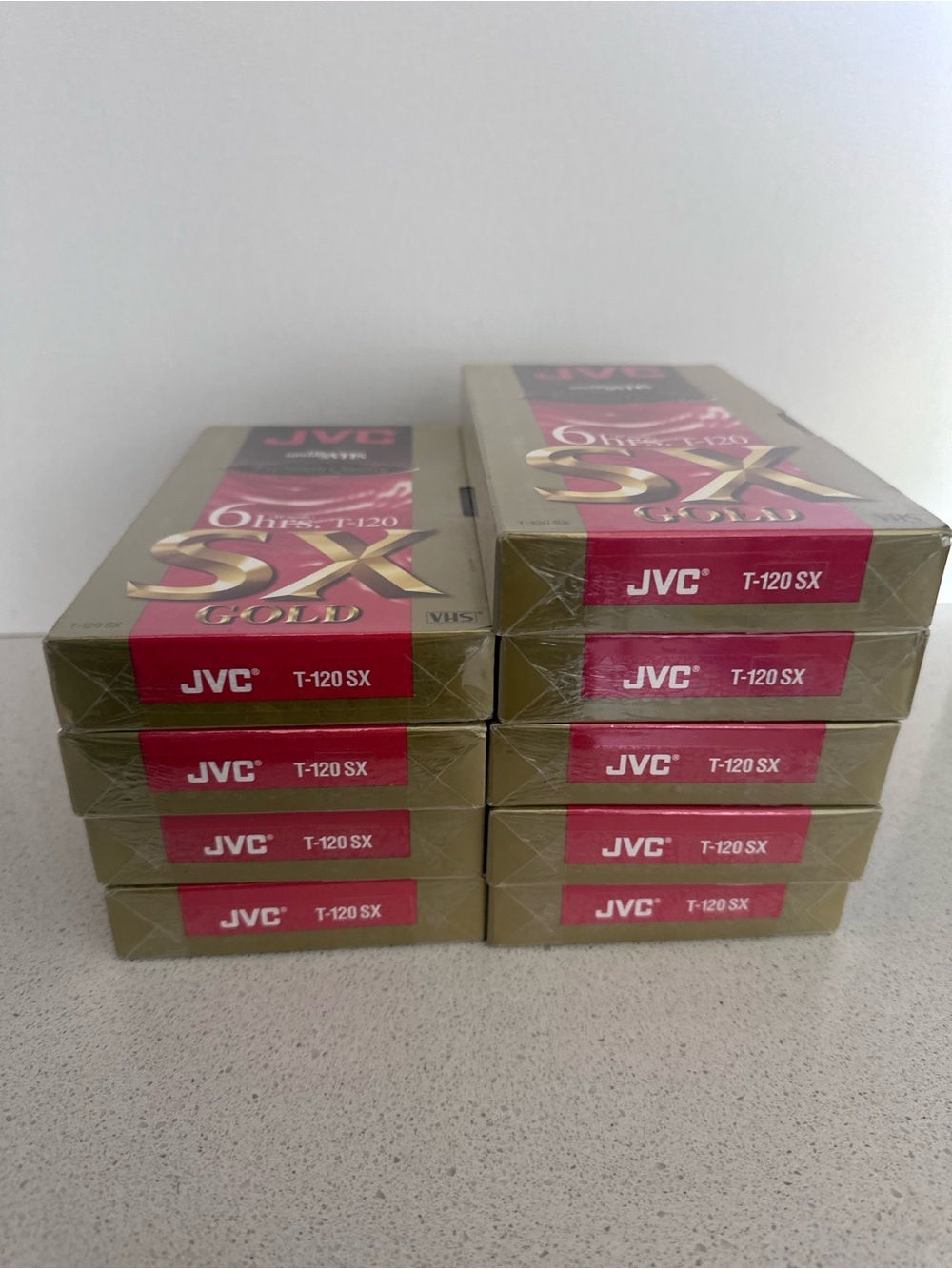 New Sealed Blank VHS Tapes - Lot of 9 - JVC T-120 SX Gold